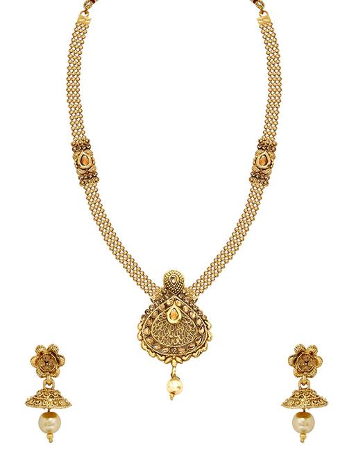 gold tone necklace & earrings set - 15641660 - Very Small Image - 1