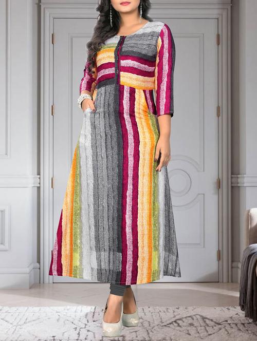 stripes a-line kurta - 15643438 - Very Small Image - 1