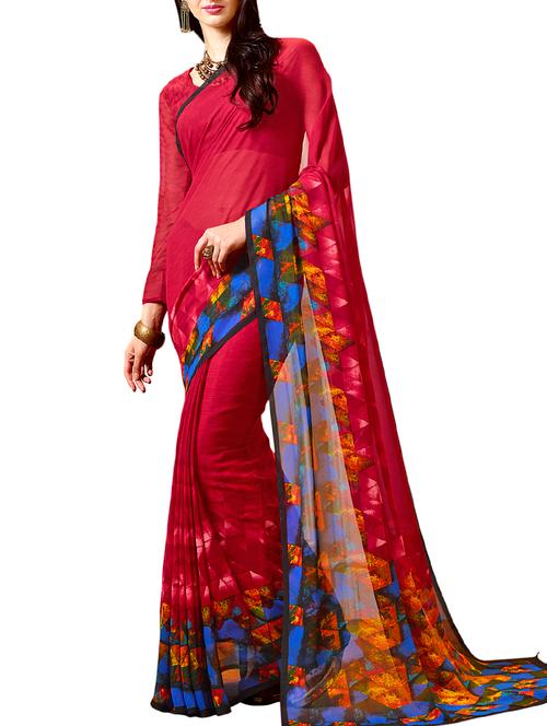 abstract printed saree with blouse - 15644185 - Very Small Image - 1