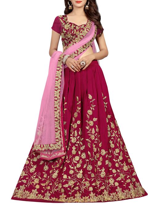 gold zari embroidered flared lehenga - 15644370 - Very Small Image - 1
