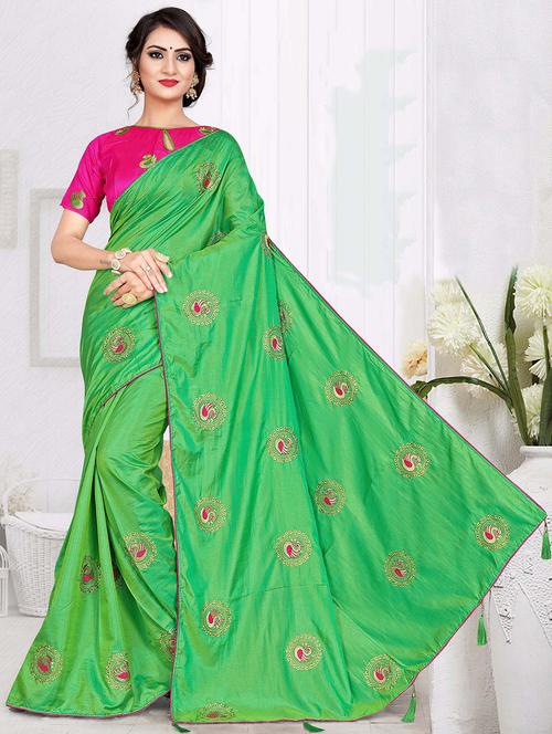 women's embroidered saree with blouse - 15644389 - Very Small Image - 1