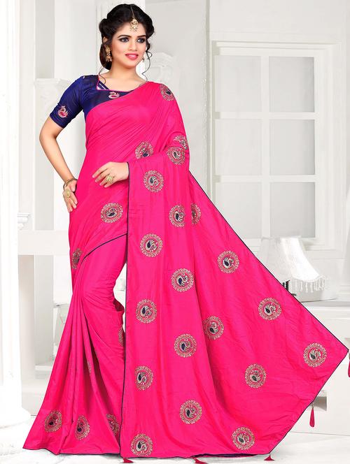 women's embroidered saree with blouse - 15644390 - Very Small Image - 1
