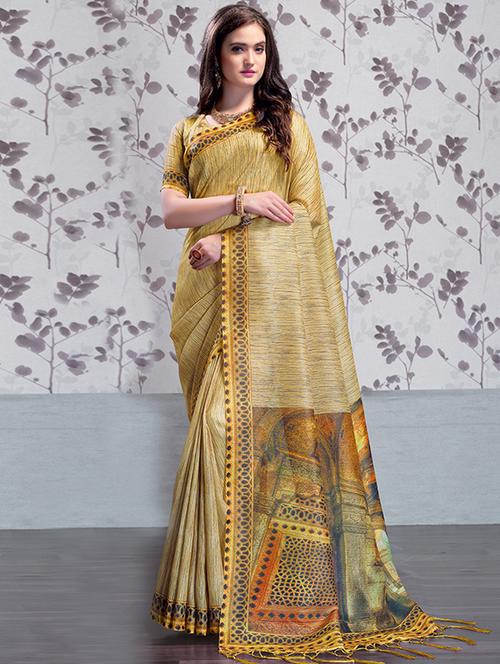 graphic printed pallu saree with blouse - 15644632 - Very Small Image - 1