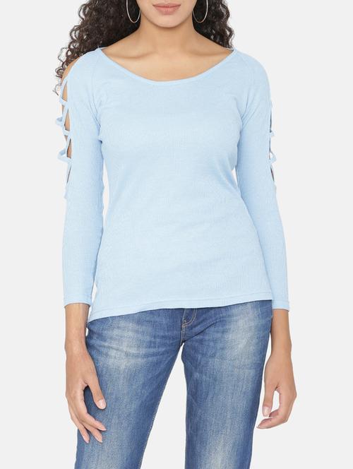 criss cross detail sleeved knitted top - 15646166 - Very Small Image - 1