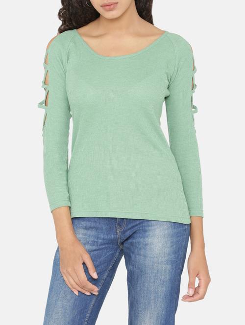 criss cross detail sleeved knitted top - 15646168 - Very Small Image - 1