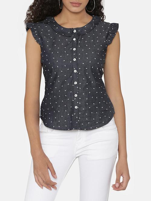 women's straight round neck top - 15646172 - Very Small Image - 1