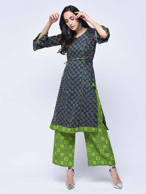 bell sleeves straight kurta - 15647835 - Very Small Image - 1