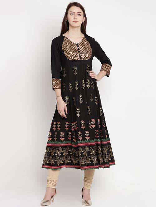 anarkali foil print kurta - 15648667 - Very Small Image - 1