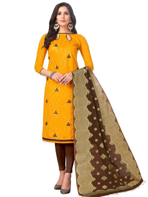 embroidered unstitched churidaar suit - 15649314 - Very Small Image - 1