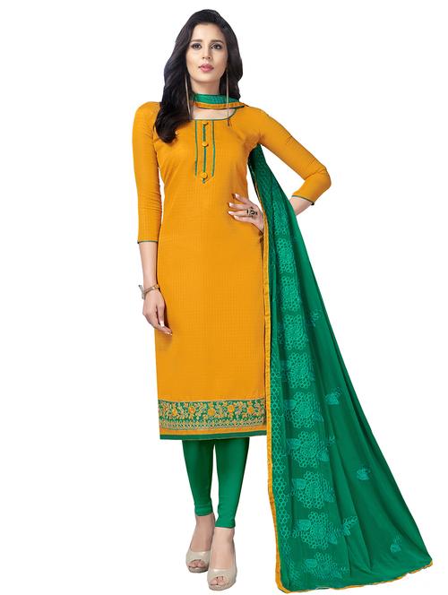 embroidered unstitched churidaar suit - 15649323 - Very Small Image - 1