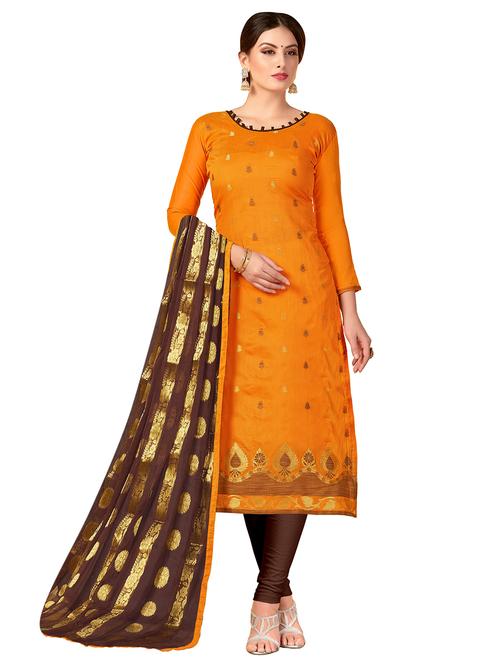 zari self-design unstitched churidaar suit - 15649334 - Very Small Image - 1