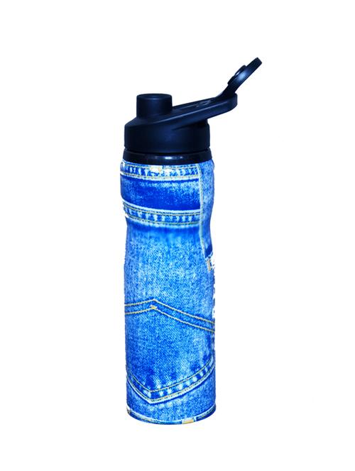 aqua stainless steel jeans print sports water bottle 500 ml blue - 15650606 - Very Small Image - 1