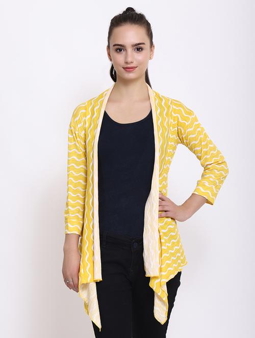 asymmetric printed lycra shrug - 15651113 - Very Small Image - 1