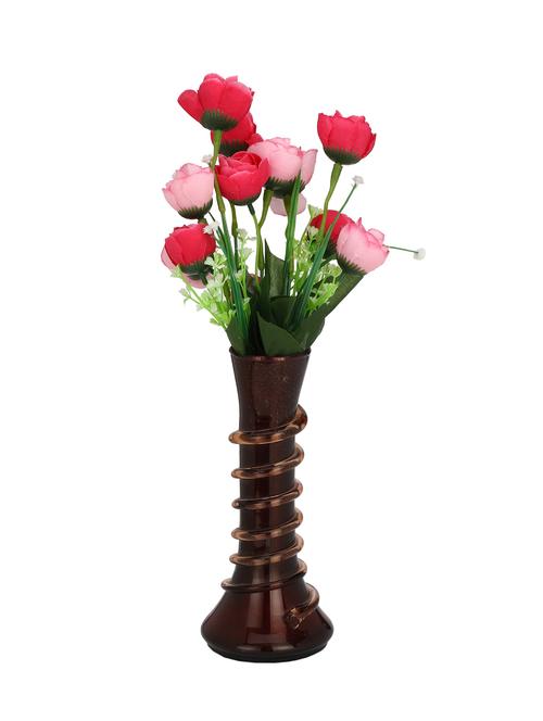 maroon glass flower vase hand decorative with new & stylish shape - 15652984 - Very Small Image - 1