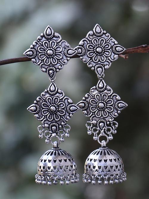silver tone jhumka - 15653644 - Very Small Image - 1