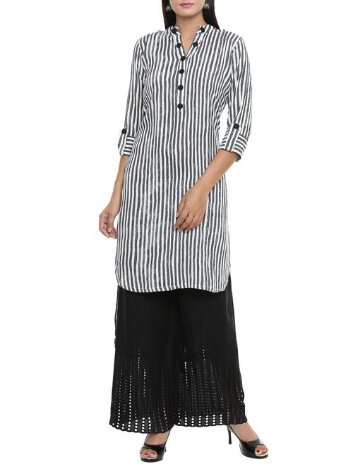 stripes high low kurta - 15653727 - Very Small Image - 1