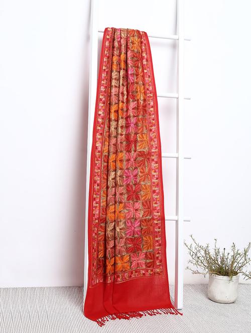 pashmina wool phulkari embroidery shawl - 15655301 - Very Small Image - 1