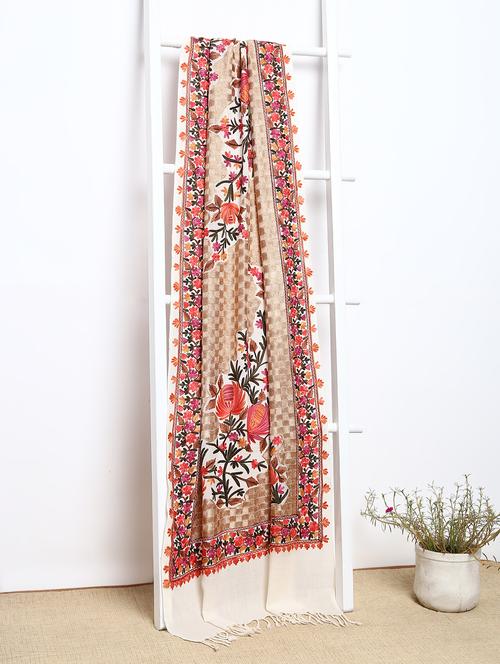 pashmina with embroidery work shawl - 15655347 - Very Small Image - 1