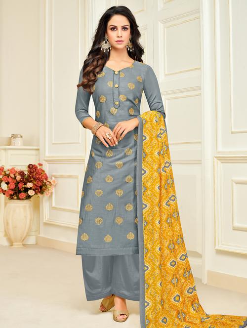 Foil printed sarwovski embellished unstitched palazzo suit - 15655560 - Very Small Image - 1