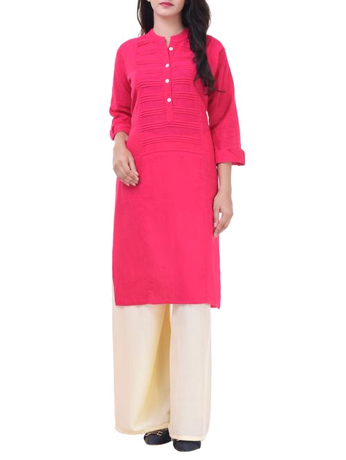 pin-tucks yoke design kurta with palazzo set - 15655656 - Very Small Image - 1