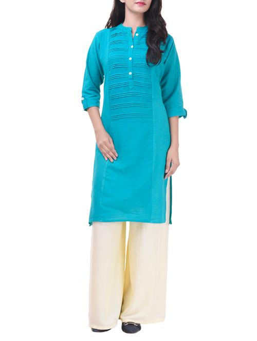pin-tucks yoke design kurta with palazzo set - 15655658 - Very Small Image - 1