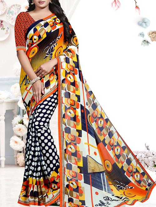 polka dots printed saree - 15655722 - Very Small Image - 1