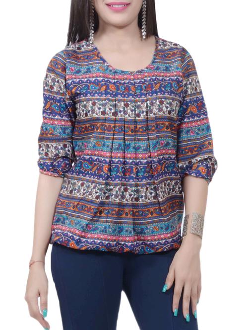 paisley pleated blouson top - 15656815 - Very Small Image - 1