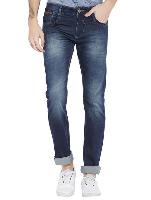 navy blue cotton washed jeans - 15657675 - Very Small Image - 1