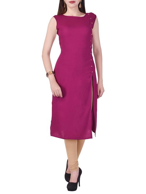 purple solid straight kurta - 15658398 - Very Small Image - 1