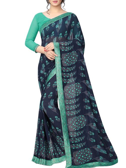 ditsy floral printed saree with blouse - 15659242 - Very Small Image - 1
