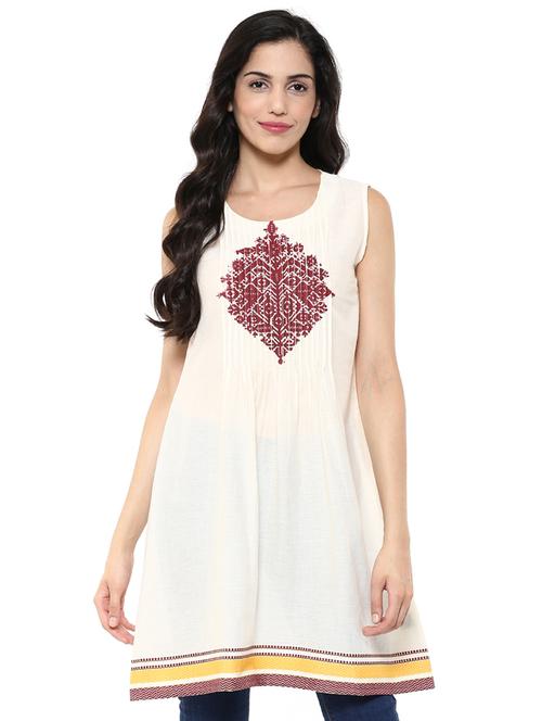 white viscose aline kurti - 15659881 - Very Small Image - 1