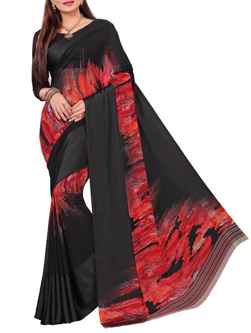 abstract printed saree with blouse - 15660013 - Very Small Image - 1