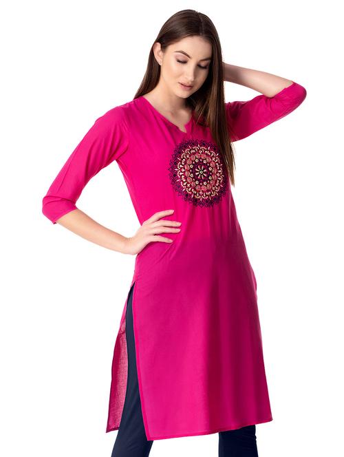 embroidered straight kurta - 15660050 - Very Small Image - 1