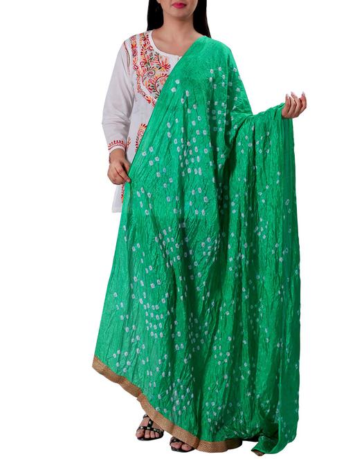 bandhani printed dupatta with lace - 15660710 - Very Small Image - 1
