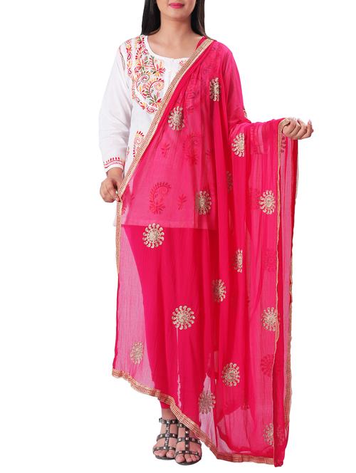 fuchsia gota patti dupatta - 15660719 - Very Small Image - 1
