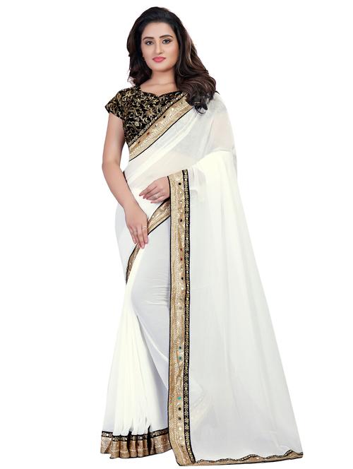 mirror lace border saree with blouse - 15660837 - Very Small Image - 1