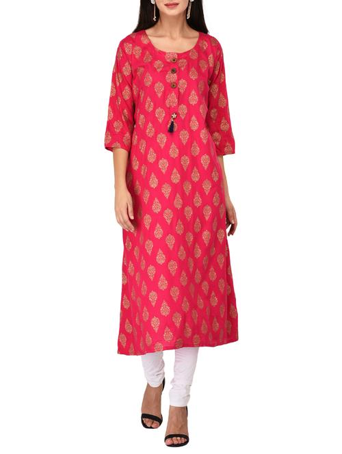 a-line foil print kurta - 15660862 - Very Small Image - 1