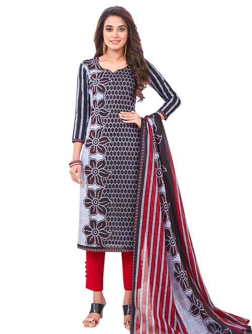 printed unstitched pant suit - 15668924 - Very Small Image - 1