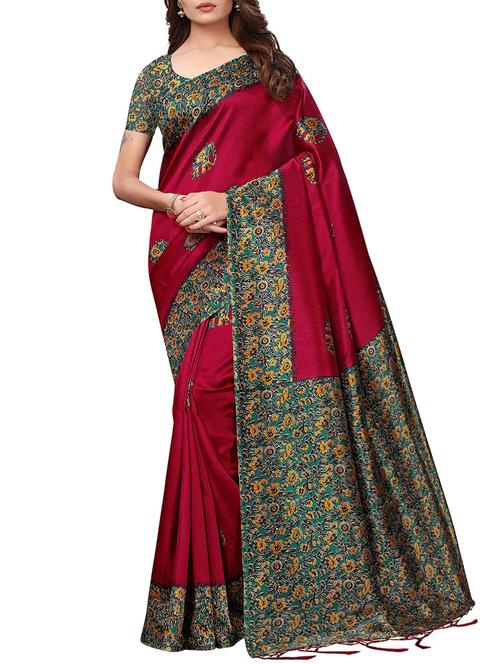 floral border saree with blouse - 15669489 - Very Small Image - 1