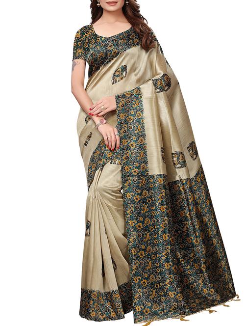floral border saree with blouse - 15669496 - Very Small Image - 1