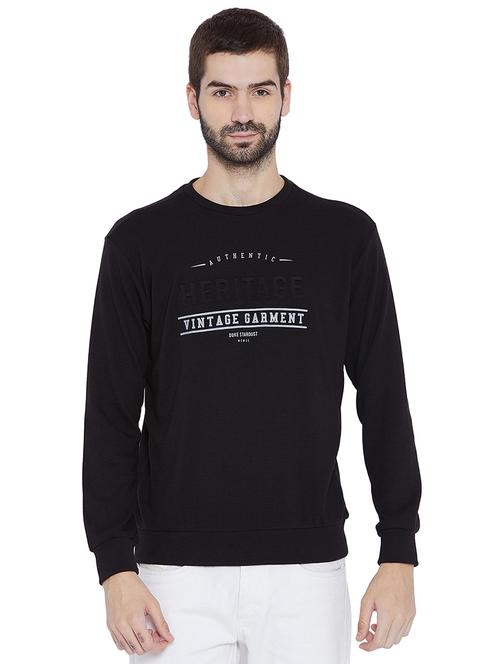 black cotton chest print sweatshirt - 15670380 - Very Small Image - 1