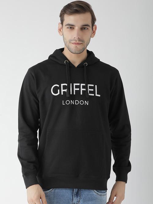 black fleece chest print sweatshirt - 15670917 - Very Small Image - 1