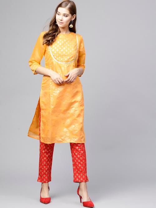 Foil print straight kurta - 15671066 - Very Small Image - 1