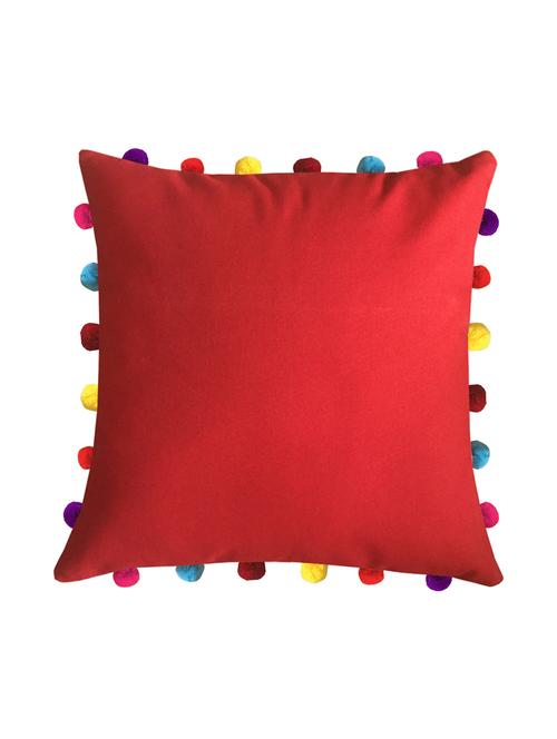 lushomes tomato cushion cover with colorful pom pom (single pc, 18 x 18?) - 15671570 - Very Small Image - 1