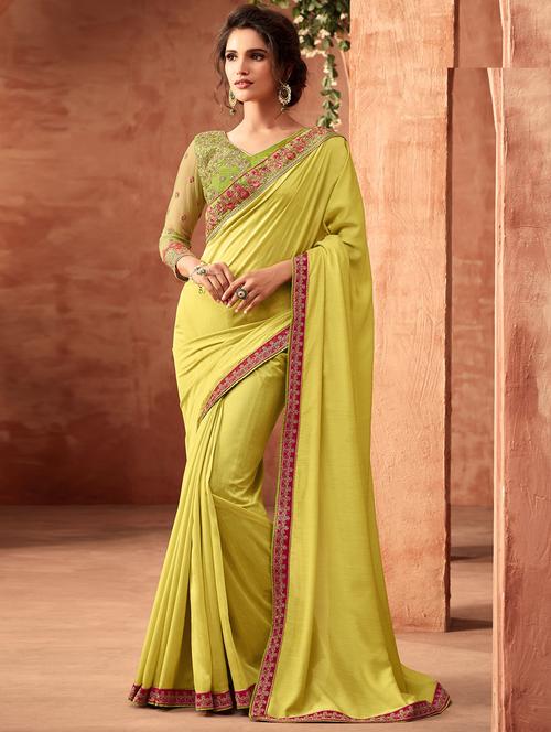 floral lace border saree with blouse - 15672029 - Very Small Image - 1
