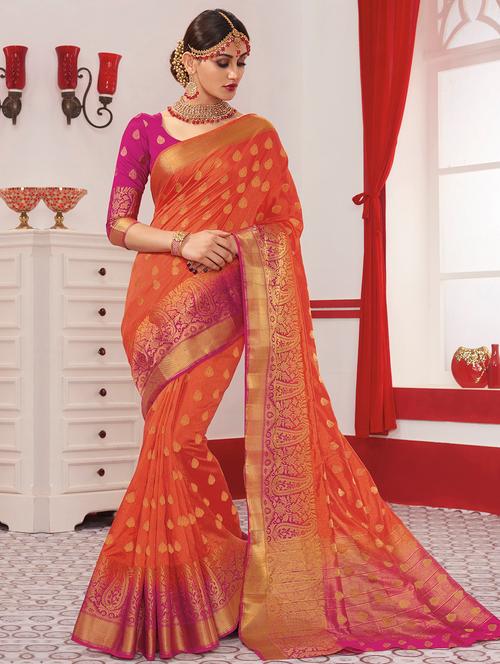 paisley zari border woven saree - 15672072 - Very Small Image - 1