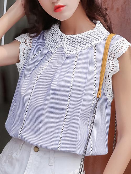 pleat detail lace top - 15674242 - Very Small Image - 1