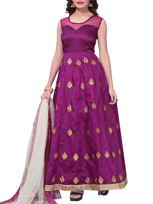 embroidered anarkali gown with dupatta - 15674715 - Very Small Image - 1