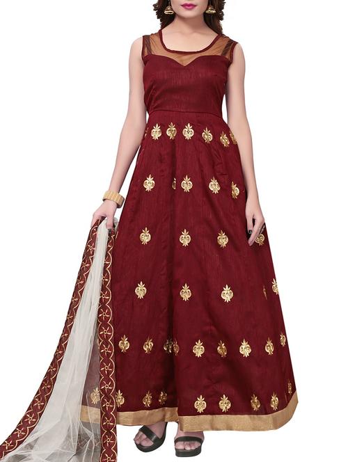 embroidered anarkali gown with dupatta - 15674716 - Very Small Image - 1