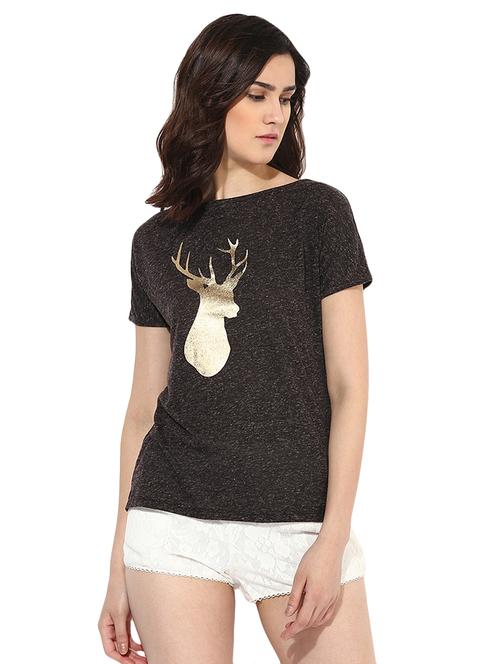 foil print melange tee - 15674986 - Very Small Image - 1